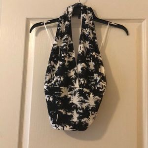 Guess B&W tropical vibes reversible halter top